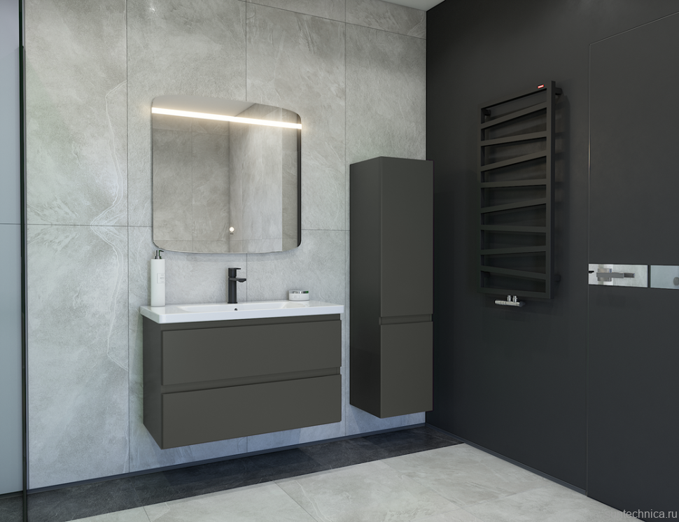 Мебель для ванной комнаты Caprigo Forte 90 подвесная, графит