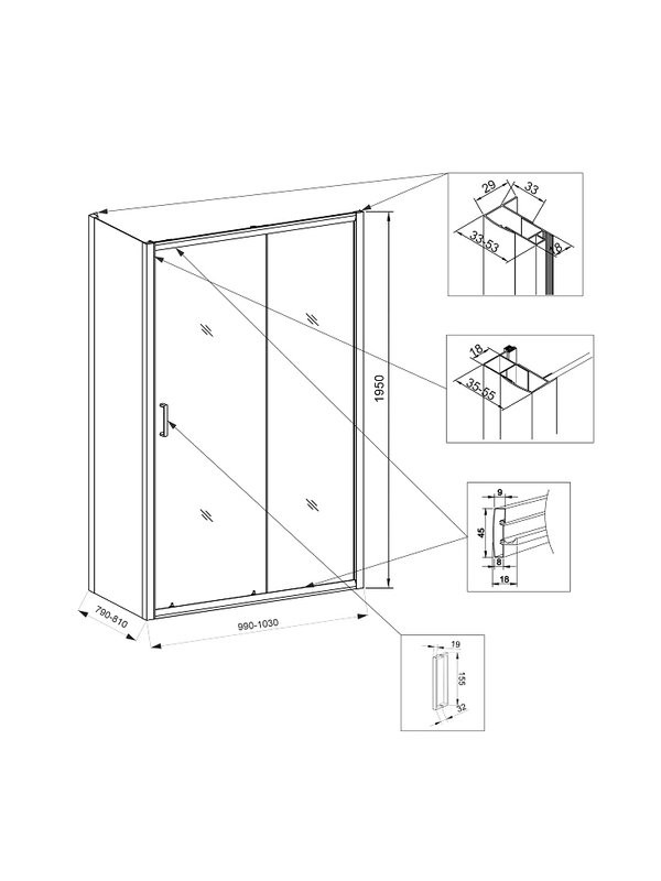 Душевой уголок Veconi Rovigo RV-046 100x80x195, профиль матовый хром, стекло прозрачное