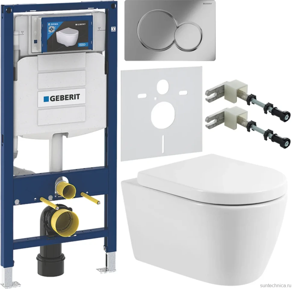 Комплект Унитаз подвесной BelBagno Marino BB105CHR безободковый + Крышка BB105SC с микролифтом, петли хром + Инсталляция Geberit Duofix UP 320 111.300.00.5 + Кнопка Sigma 01 115.770.21.5 хром + Крепления 111.815.00.1 к стене + Звукоизоляция