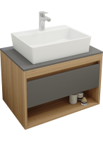 Тумба с раковиной Teymi Ritta 75 дуб эврика, матовый графит, раковина Aina 56