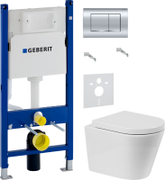 Комплект Унитаз подвесной BelBagno Flay-r + Крышка Marino BB105SC с микролифтом, петли хром + Инсталляция Geberit Duofix Delta 458.163.21.1 с кнопкой смыва, хром + Звукоизоляция