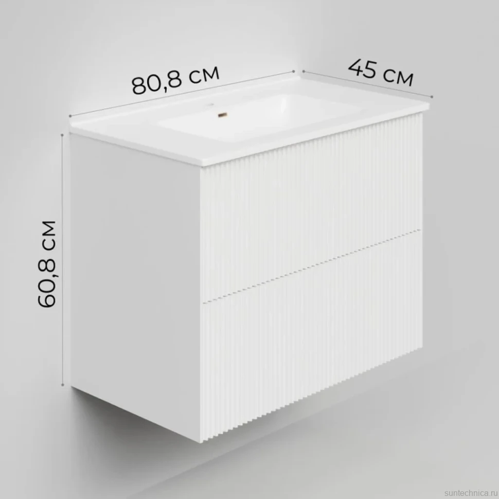 Тумба с раковиной La Fenice Terra Twin 80 подвесная, bianca, раковина Slim Line 80 см