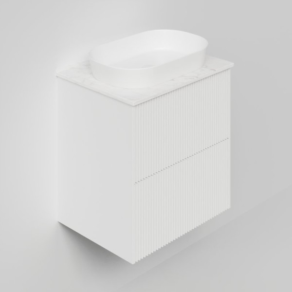 Тумба под раковину со столешницей La Fenice Terra Twin 60 подвесная, bianca, столешница белый мрамор