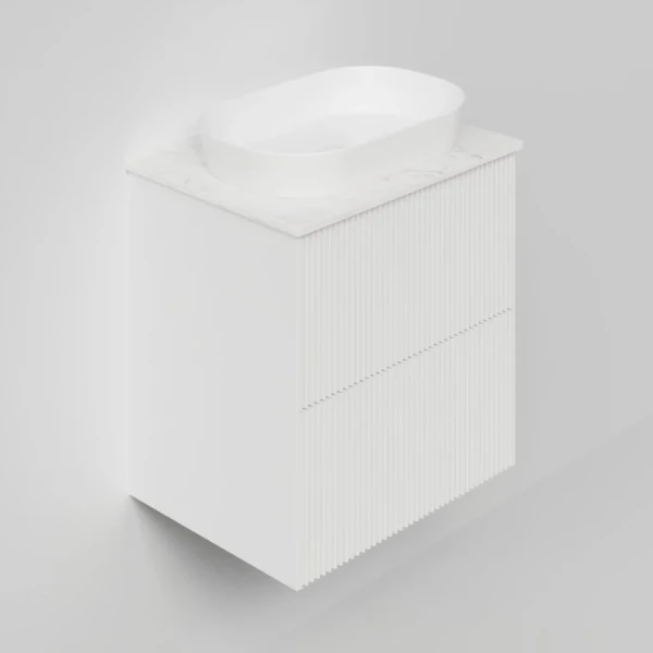 Тумба под раковину со столешницей La Fenice Terra Twin 60 подвесная, bianca, столешница белый мрамор