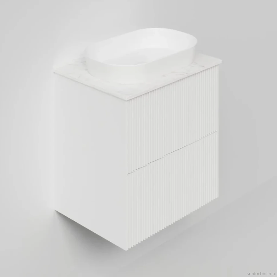 Тумба под раковину со столешницей La Fenice Terra Twin 60 подвесная, bianca, столешница белый мрамор