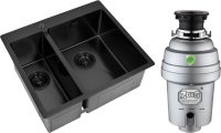 Комплект Мойка Zorg Light ZL R 590-2-510-R GRAFIT R, графит + Измельчитель Inox D