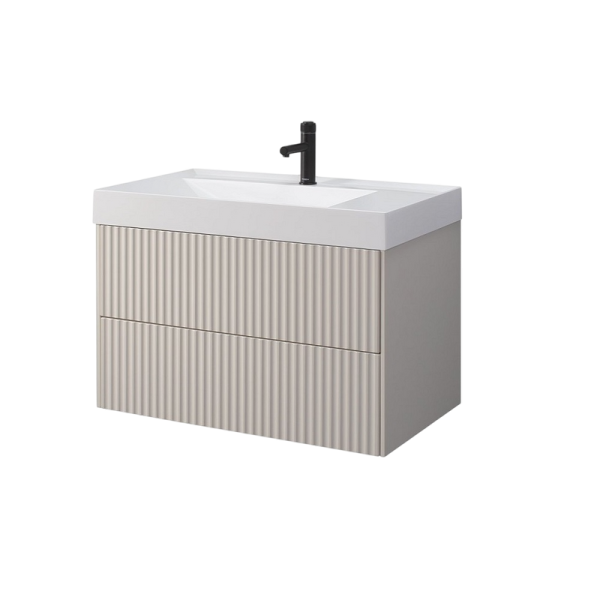 Тумба с раковиной Belux Сиртаки 85 подвесная, светлый миндаль матовый, раковина 850-01