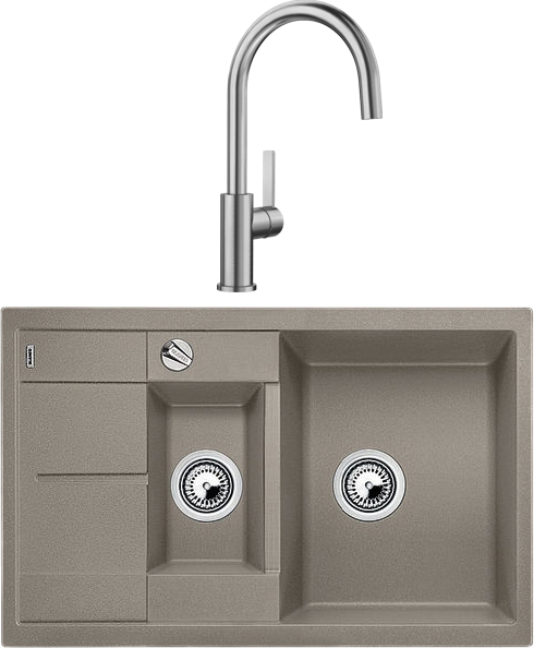Комплект Мойка Blanco Metra 6 S Compact серый беж + Смеситель Candor 523120