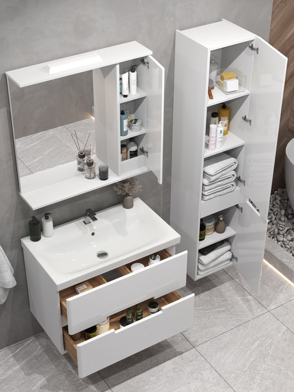 Мебель для ванной комнаты SanStar Ориана 80 подвесная, раковина Cersanit Moduo 80