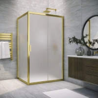 Душевой уголок Vegas Glass ZP+ZPV Tur Novo h1900 110*70 09 10 профиль золото, стекло сатин