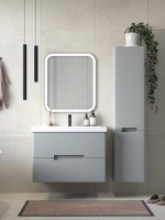 Тумба с раковиной SanStar Ориана 80 подвесная, серая, раковина Cersanit Como 80