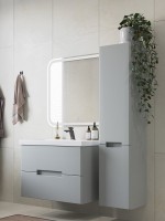 Тумба с раковиной SanStar Ориана 80 подвесная, серая, раковина Cersanit Como 80