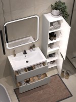 Тумба с раковиной SanStar Ориана 80 подвесная, серая, раковина Cersanit Como 80