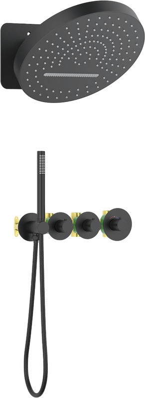Душевой комплект Timo Saona SX-2329/03SM С ВНУТРЕННЕЙ ЧАСТЬЮ, с термостатом, матовый черный
