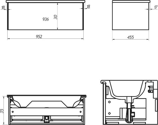 Тумба под раковину без столешницы La Fenice Terra 100 серая