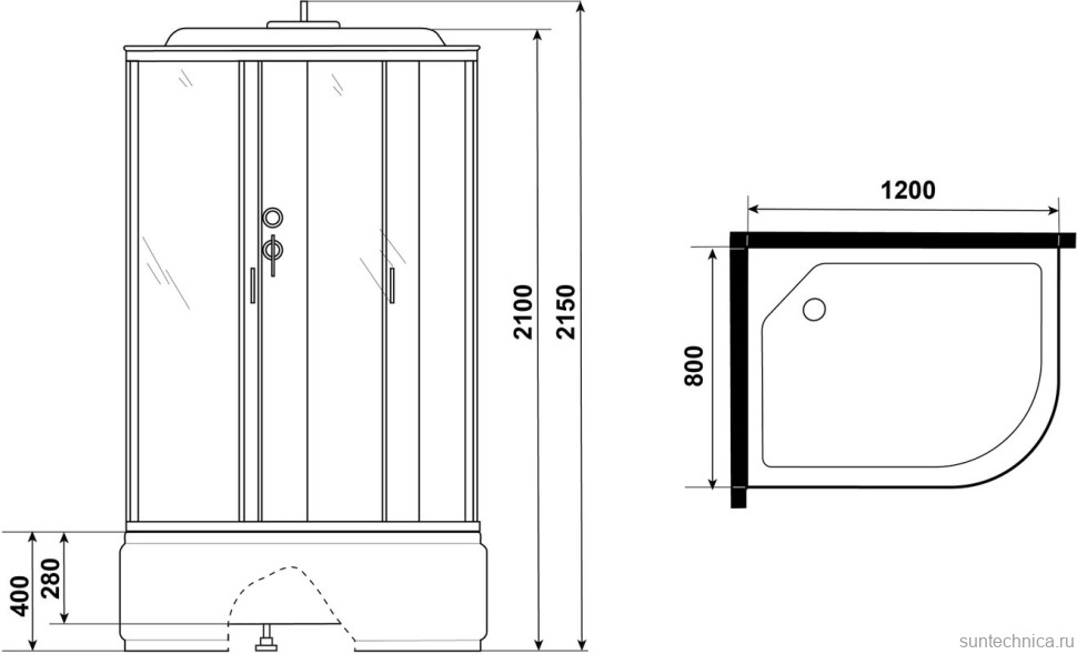 Душевая кабина Niagara Classic NG-2510-14LG 120х80 см, с гидромассажем