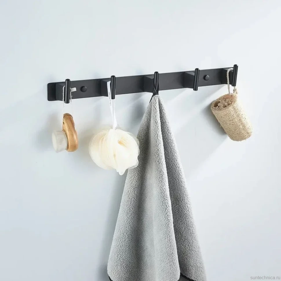 Крючки для ванной и кухни / планка с 5 крючками Shevanik SG5751H, черный