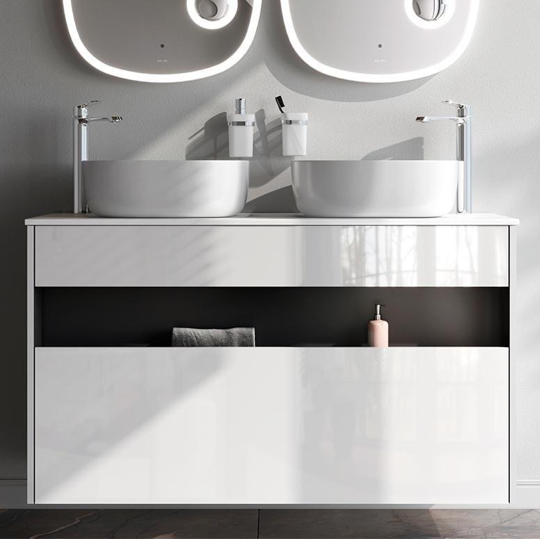 Тумба с раковиной AM.PM Func 120 белый глянец, со столешницей, раковина M8FWCC30430WG