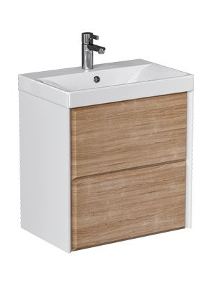 Тумба под раковину без столешницы Velvex Gesso 60.2Y дуб сонома, матовая белая