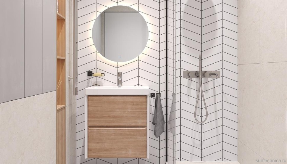 Тумба под раковину без столешницы Velvex Gesso 60.2Y дуб сонома, матовая белая