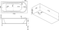 Акриловая ванна Bas Мальта 170x75 см, пристенная, белая, с каркасом