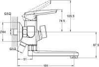Смеситель для ванны с душем D-lin 368-1 D147368-1 хром