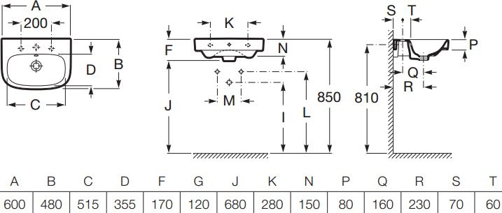 Раковина Roca Debba 60x48 с полупьедесталом