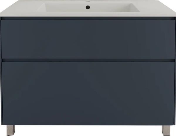 Тумба с раковиной Style Line Лима 100 см напольная LINE 100 2 ящика PLUS Графит ЭМАЛЬ, раковина жасмин