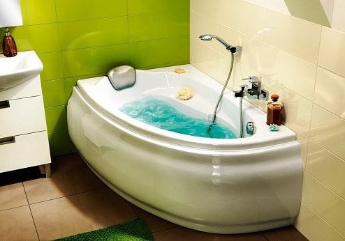 Акриловая ванна Cersanit Joanna L 150x95 см, угловая, левая, встраиваемая, белая, асимметричная, на ножках