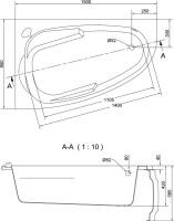 Акриловая ванна Cersanit Joanna L 150x95 см, угловая, левая, встраиваемая, белая, асимметричная, на ножках