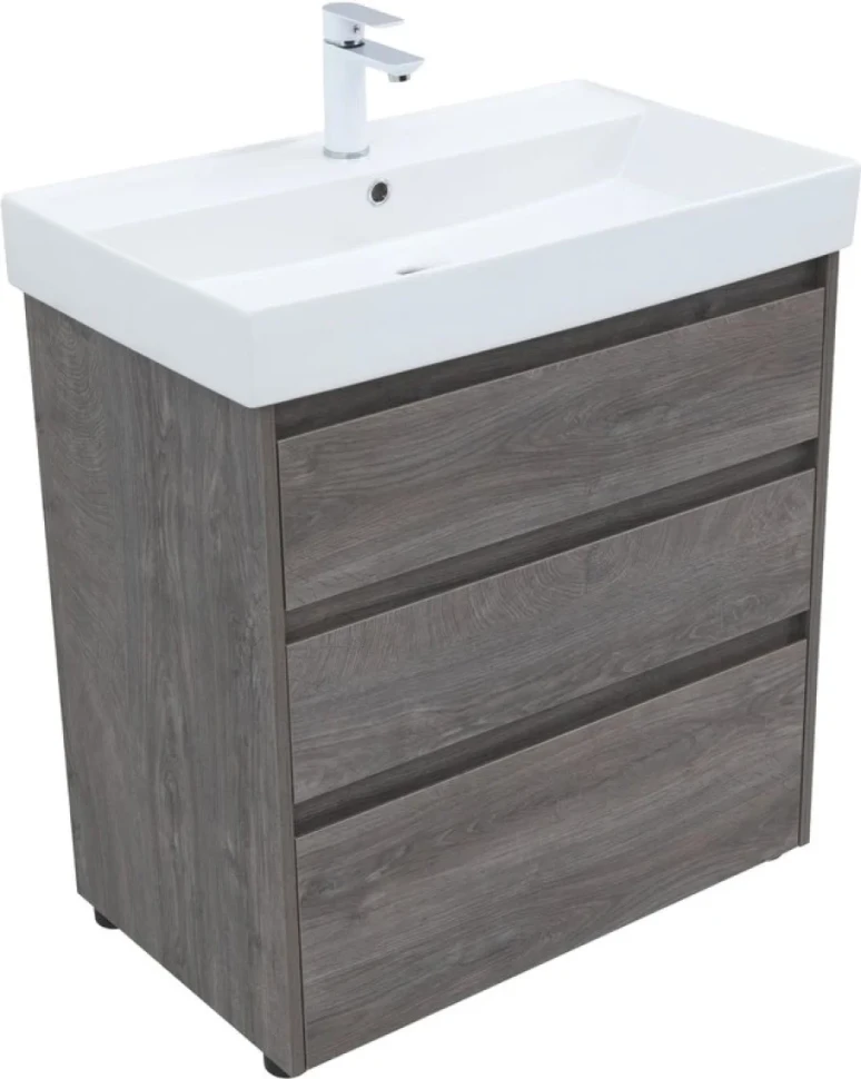 Мебель для ванной комнаты Aquanet Nova Lite 75 напольная, дуб рошелье, 3 ящика