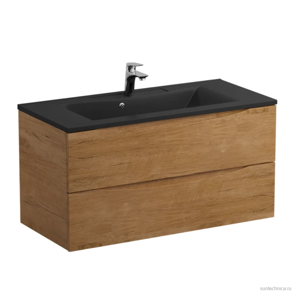 Мебель для ванной комнаты BelBagno Marino 100 подвесная, rovere nature, черная раовина