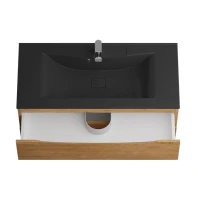 Мебель для ванной комнаты BelBagno Marino 100 подвесная, rovere nature, черная раовина