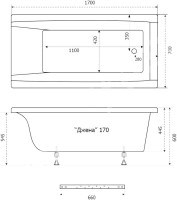 Акриловая ванна Triton Джена 170x70 см, пристенная, белая, на ножках