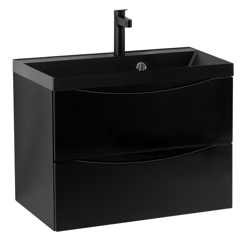 Мебель для ванной комнаты BelBagno Marino 70 подвесная, nero lucido, черная раовина