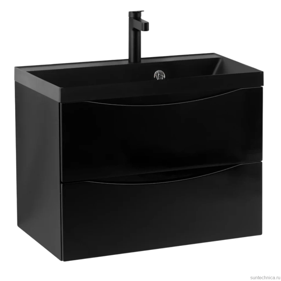 Мебель для ванной комнаты BelBagno Marino 70 подвесная, nero lucido, черная раовина