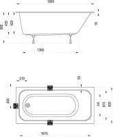 Акриловая ванна Ravak Chrome Slim 180x80 см, пристенная, белая, на ножках