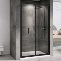 Душевая дверь в нишу Abber Sonnenstrand AG07090B 90 см, профиль черный, стекло прозрачное