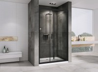 Душевая дверь в нишу Abber Sonnenstrand AG07090B 90 см, профиль черный, стекло прозрачное