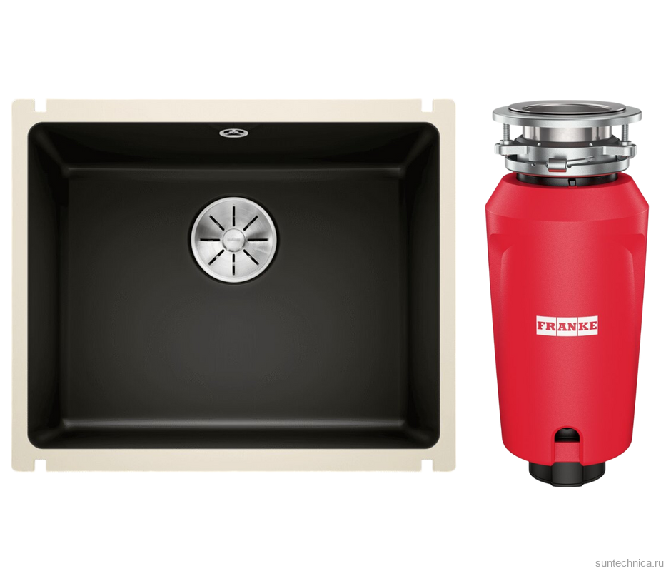 Комплект Мойка Blanco Subline 500-U черная + Измельчитель Franke