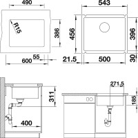 Комплект Мойка Blanco Subline 500-U черная + Измельчитель Franke Комплект Мойка Blanco Subline 500-U черная + Измельчитель Franke