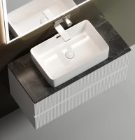 Тумба с раковиной Sancos Snob T 100 см, bianco, столешница черный мрамор, раковина CN5025