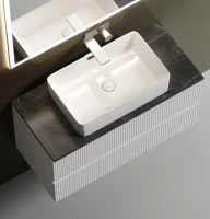 Тумба с раковиной Sancos Snob T 100 см, bianco, столешница черный мрамор, раковина CN5025