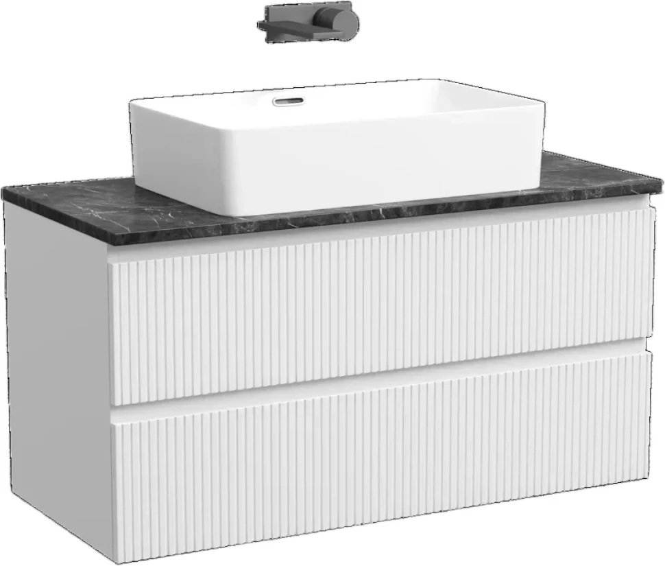 Тумба с раковиной Sancos Snob T 100 см, bianco, столешница черный мрамор, раковина CN5025
