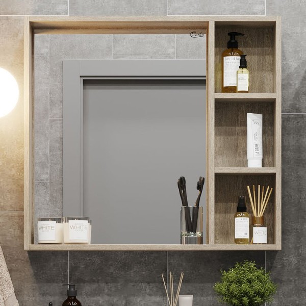 Зеркало Onika Тимбер У 80 дуб сонома, с полкой