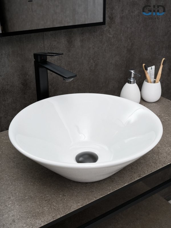 Накладная раковина GID Esfera N9102 42 глянцевая белая, круглая, фаянс