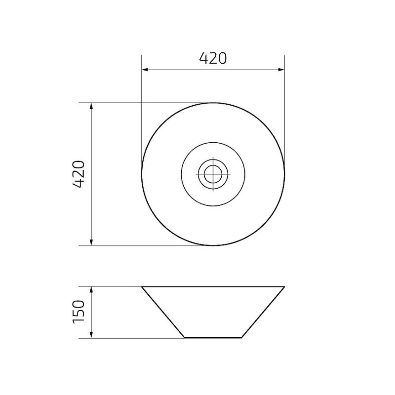 Накладная раковина GID Esfera N9102 42 глянцевая белая, круглая, фаянс
