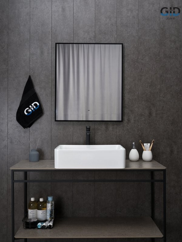 Накладная раковина GID Geometrico N9104 52 глянцевая белая, прямоугольная, фаянс