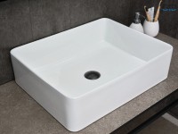 Накладная раковина GID Geometrico N9104 52 глянцевая белая, прямоугольная, фаянс