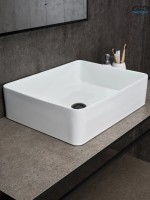 Накладная раковина GID Geometrico N9104 52 глянцевая белая, прямоугольная, фаянс